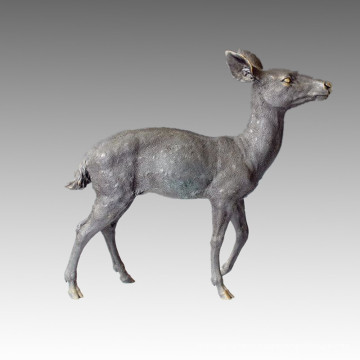 Animal Grand jardin Sculpture Deer Décoration Bronze Statue Tpal-057